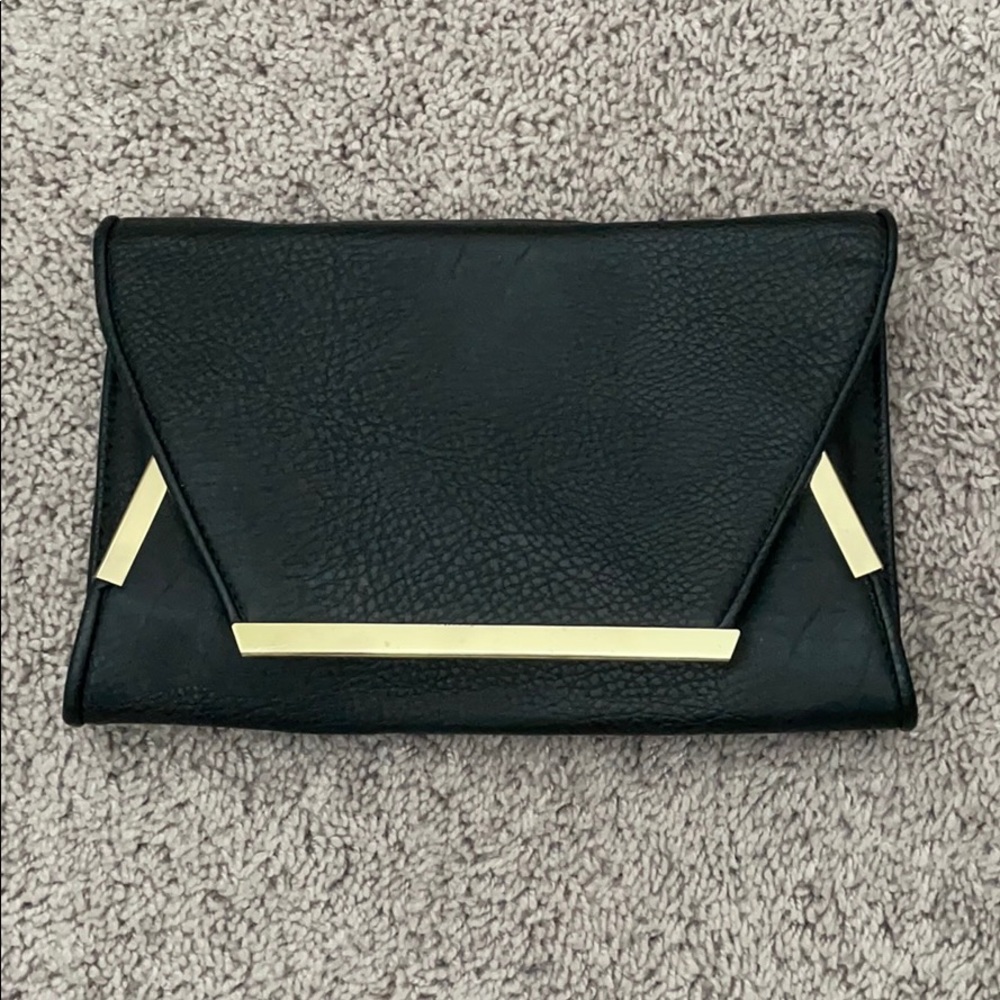 Olivia + Joy Black and Gold Shoulder Clutch